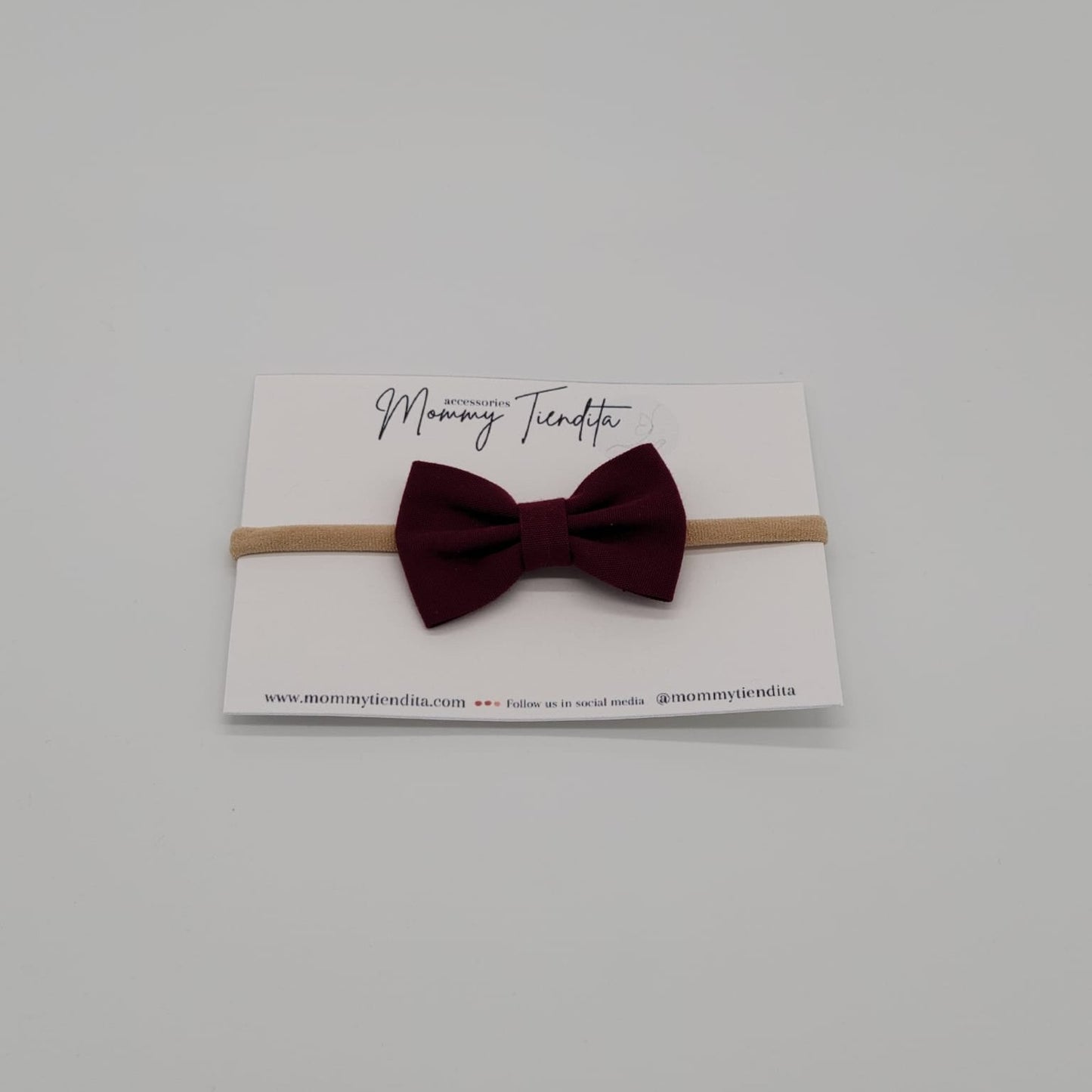 Nylon headband small bow burgundy