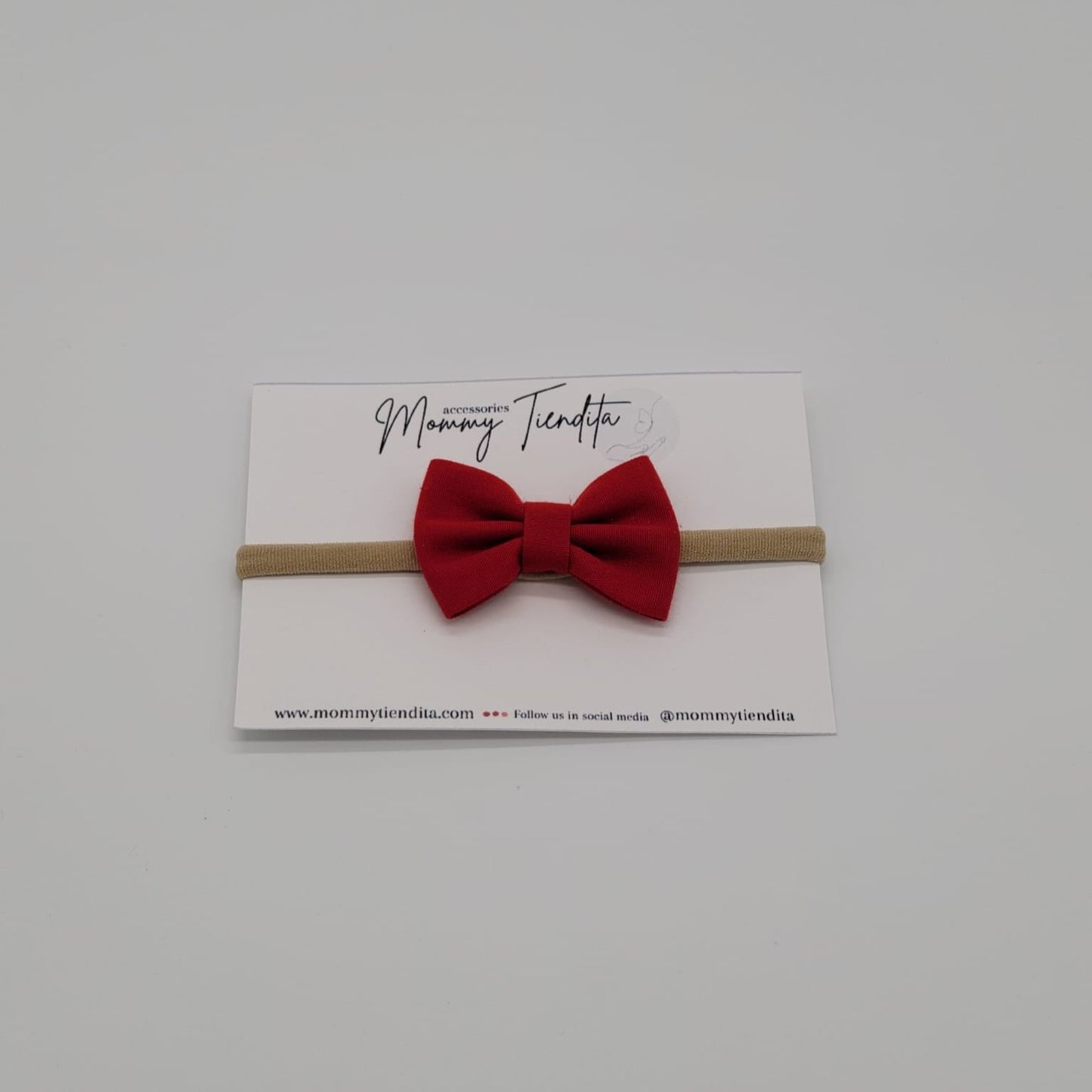 Nylon headband small bow red