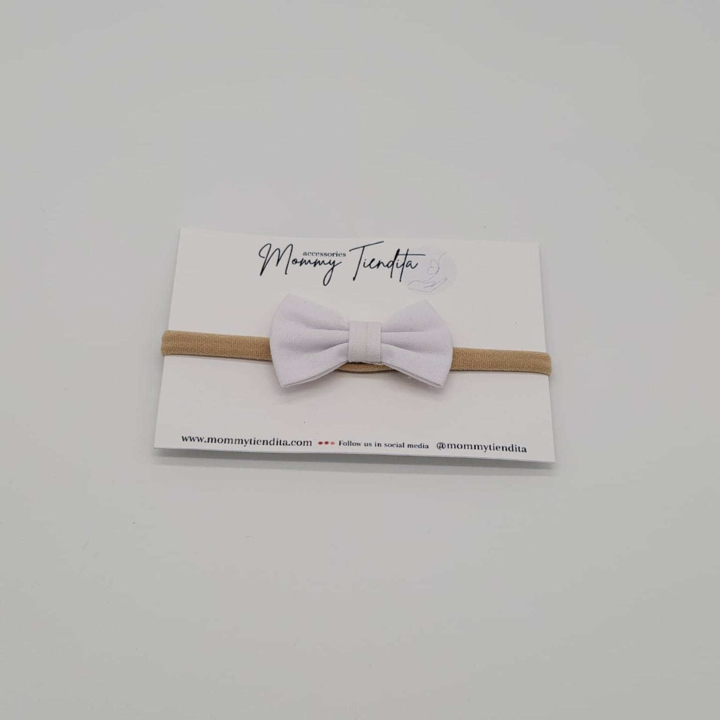 Nylon headband small bow white