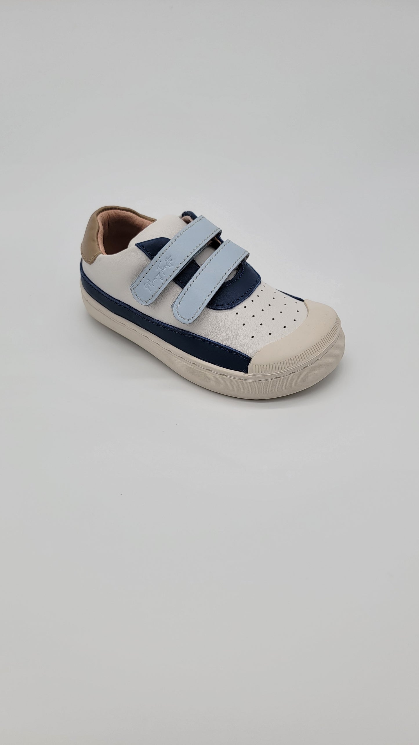 Leather ergonomic sneakers white/blue