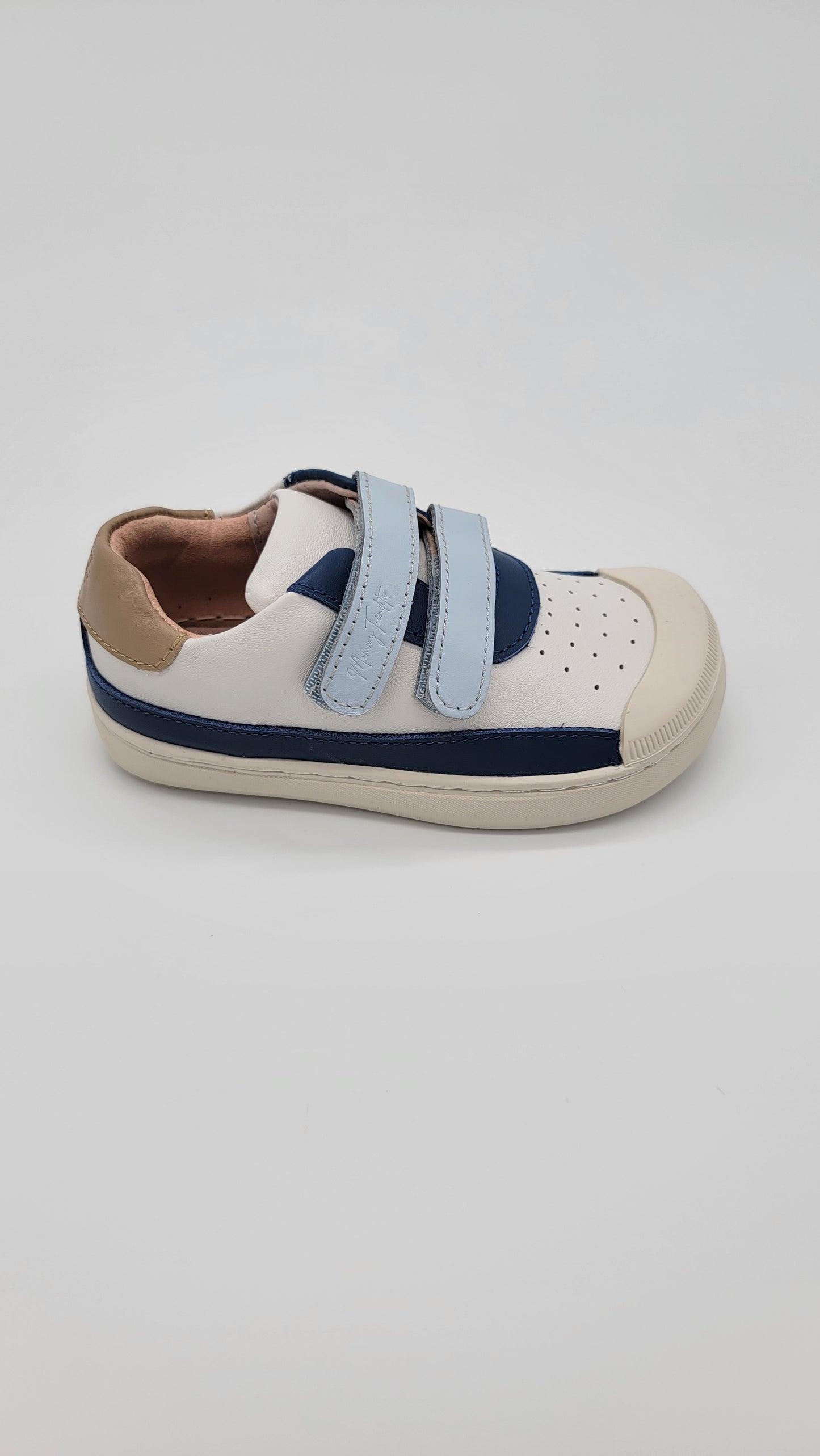 Leather ergonomic sneakers white/blue