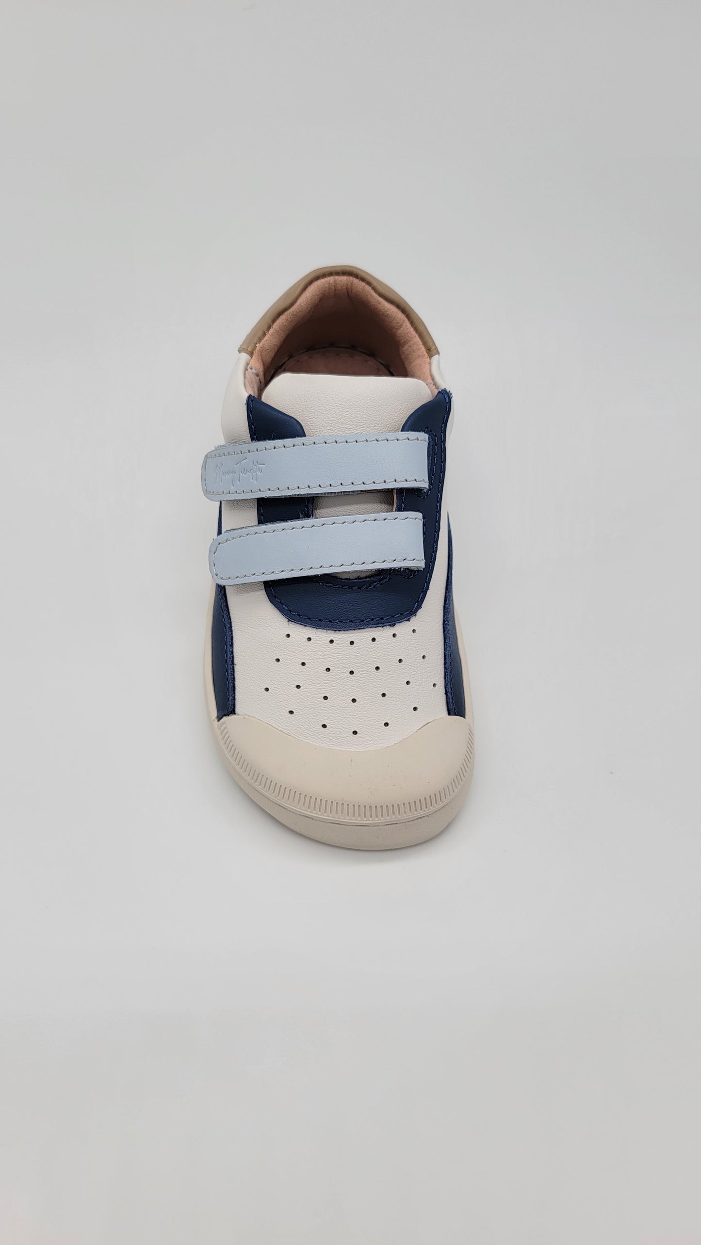 Leather ergonomic sneakers white/blue