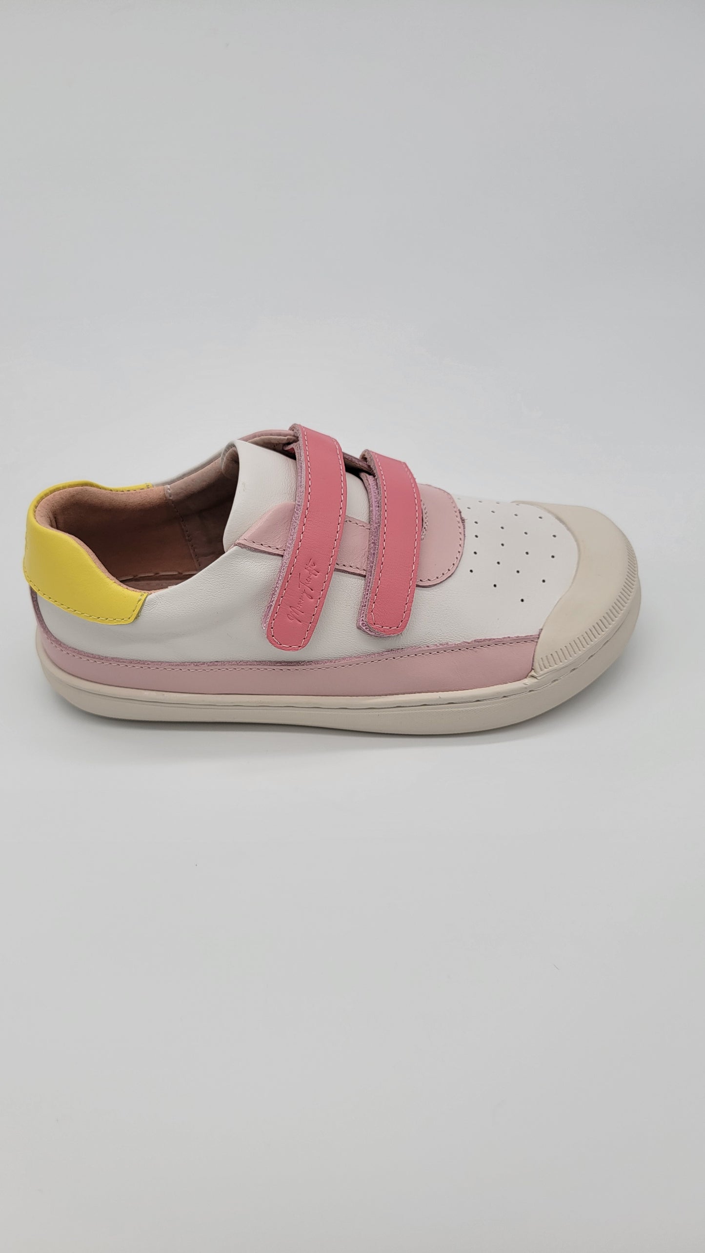 Leather ergonomic sneakers white/pink