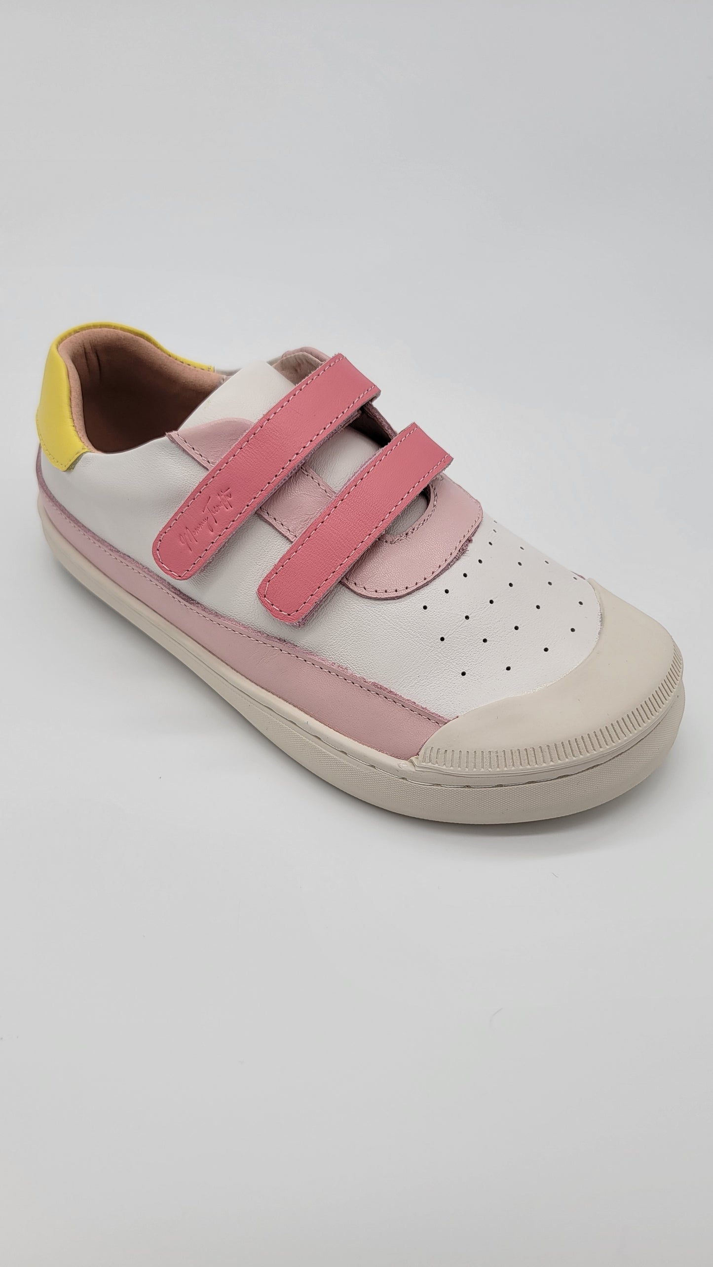 Leather ergonomic sneakers white/pink