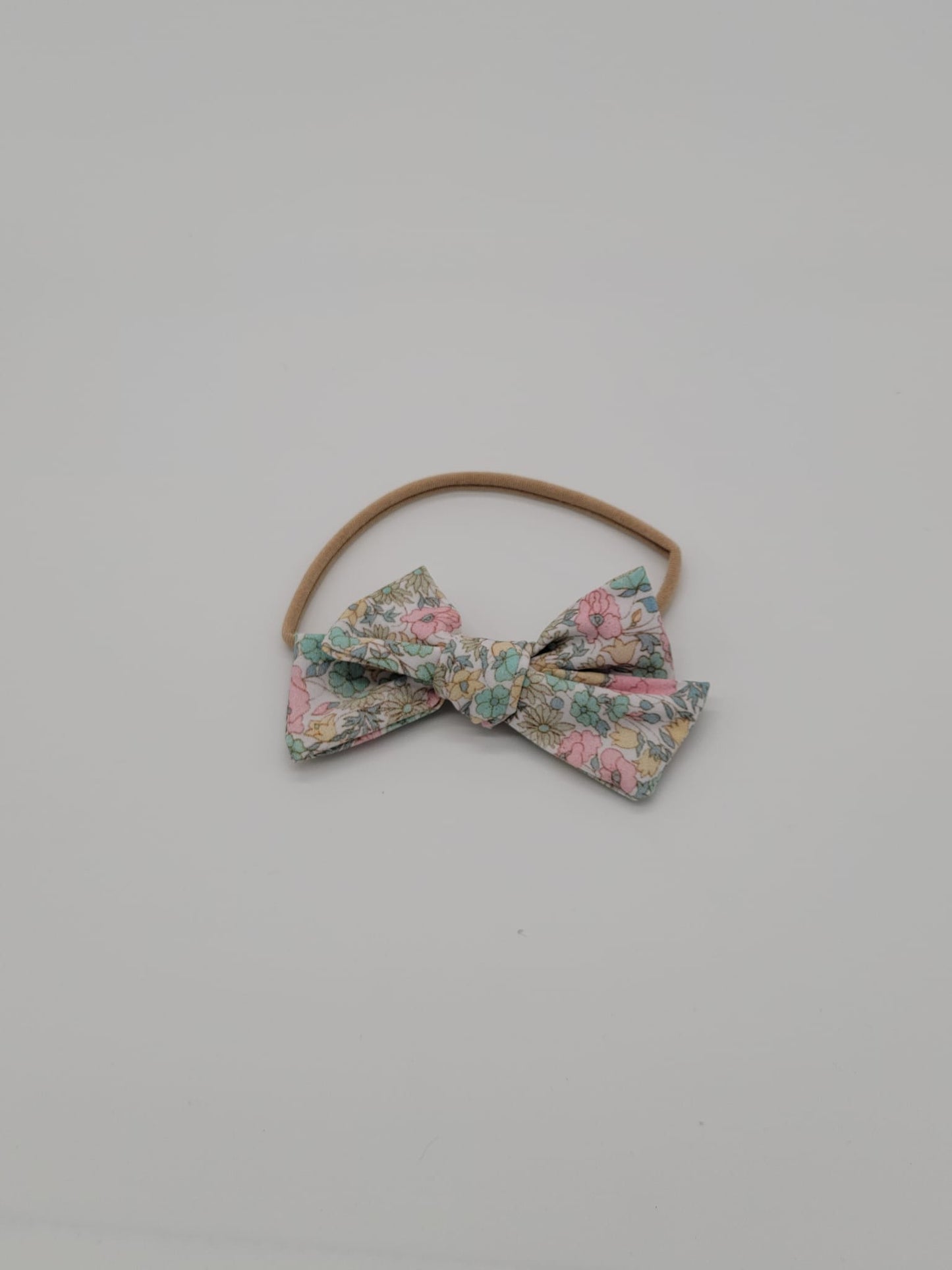 Nylon headband flowers green pink