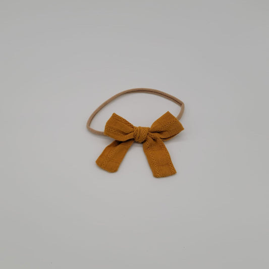 Nylon headband skiny butterfly texture mustard Small