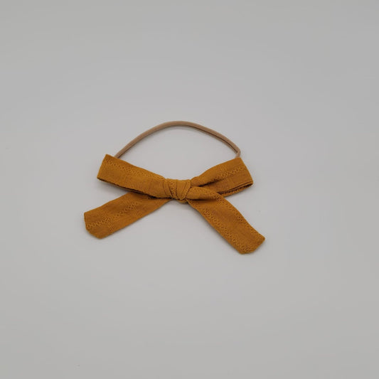 Nylon headband skiny butterfly texture mustard Large