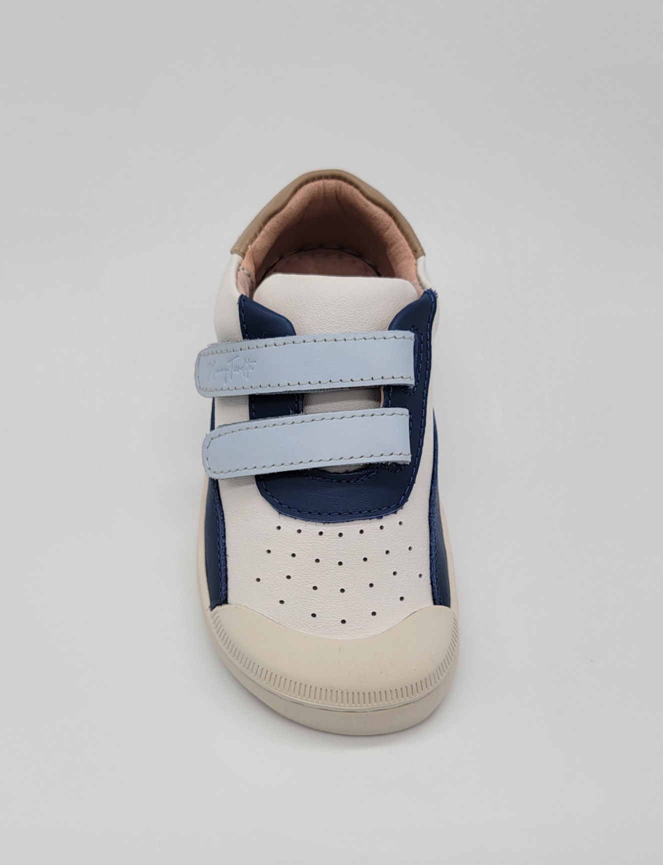 Leather ergonomic sneakers white/blue