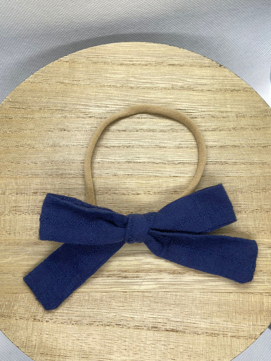 Navy Lisa skinny bow medium - Nylon Headband