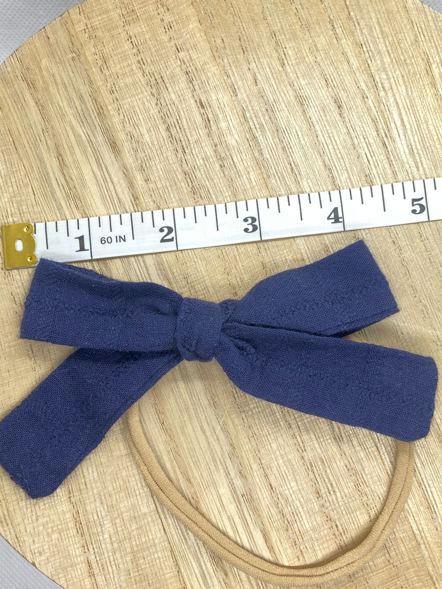 Navy Lisa skinny bow medium - Nylon Headband