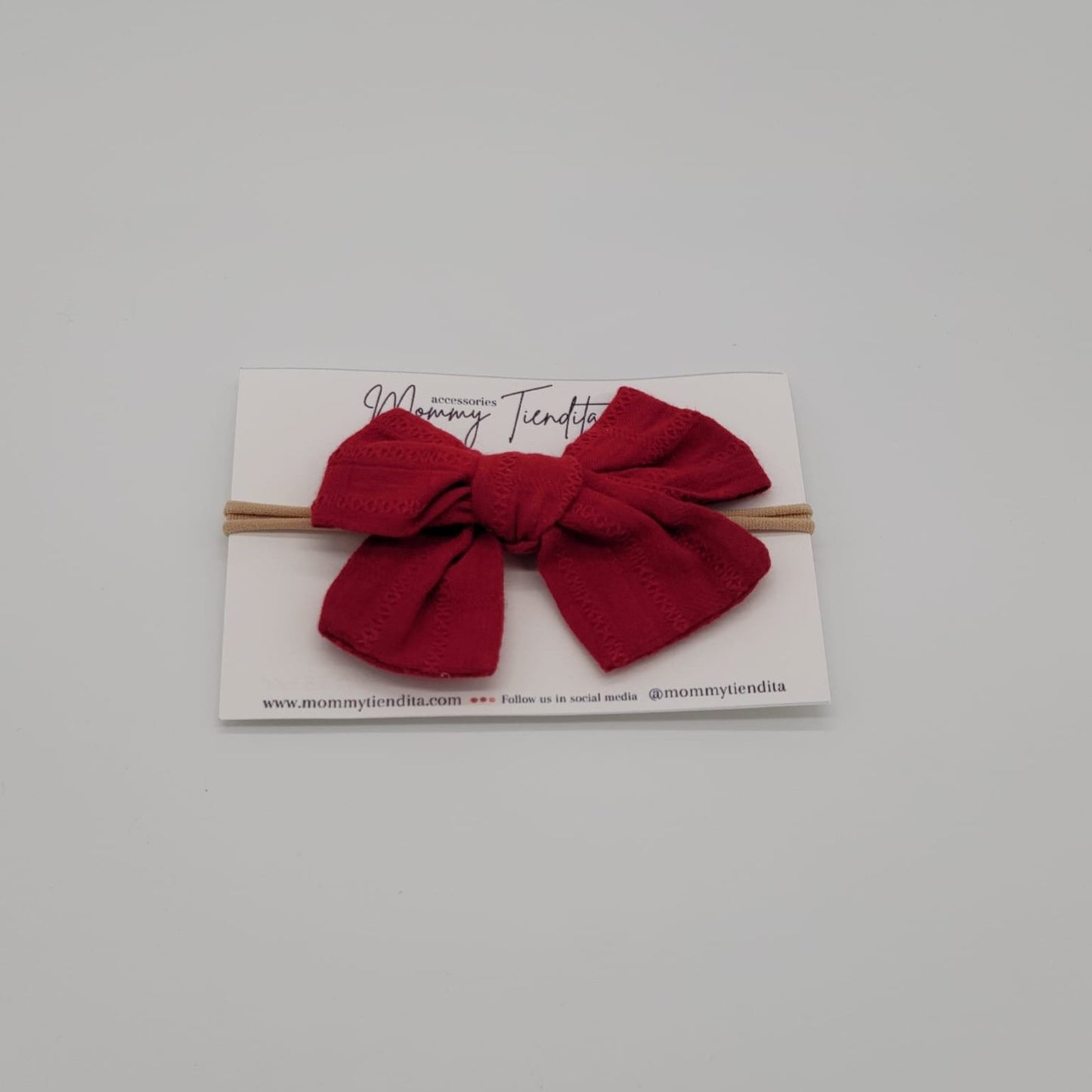 Nylon headband butterfly texture red medium