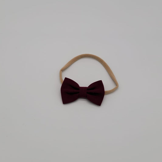 Nylon headband small bow burgundy