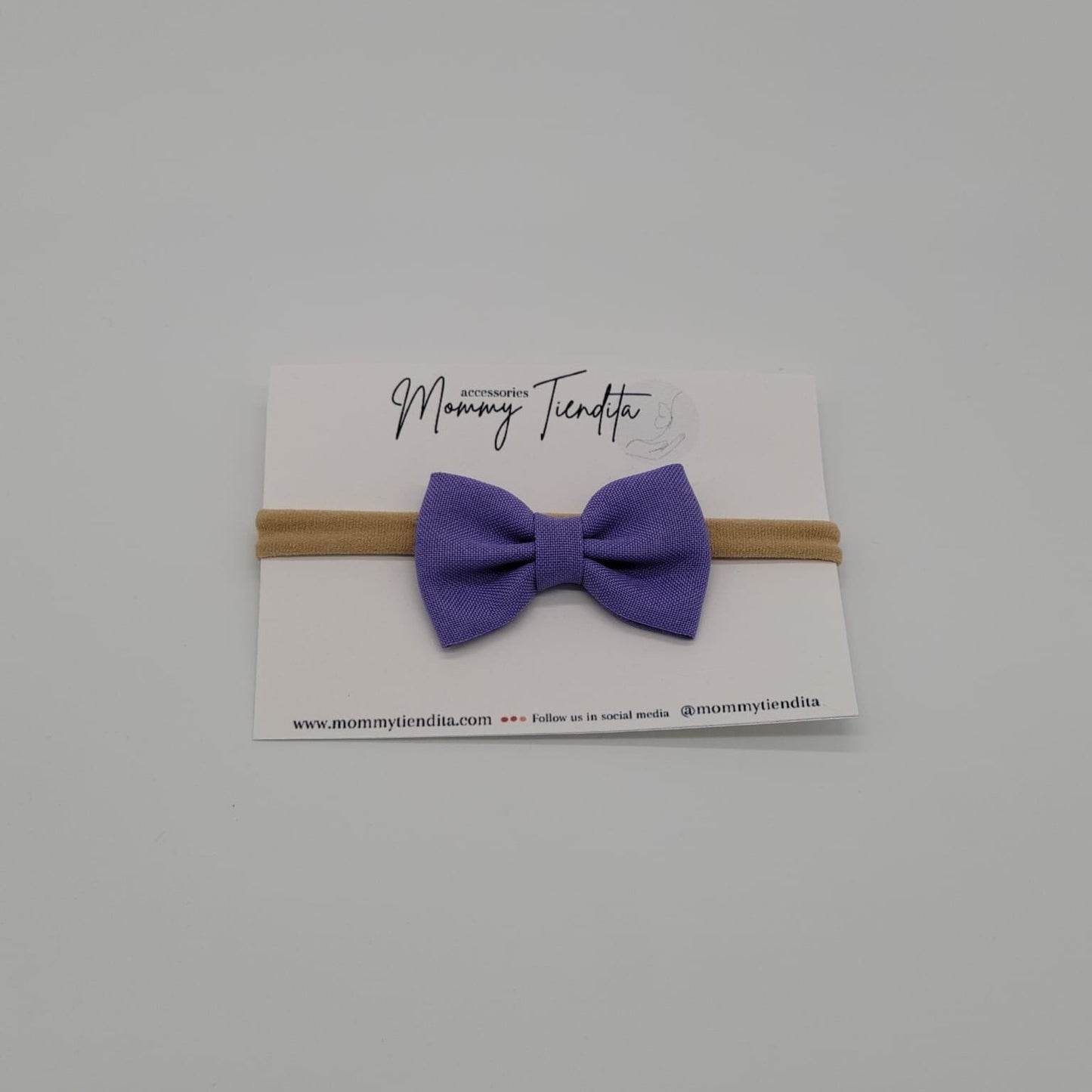 Nylon headband small bow violet