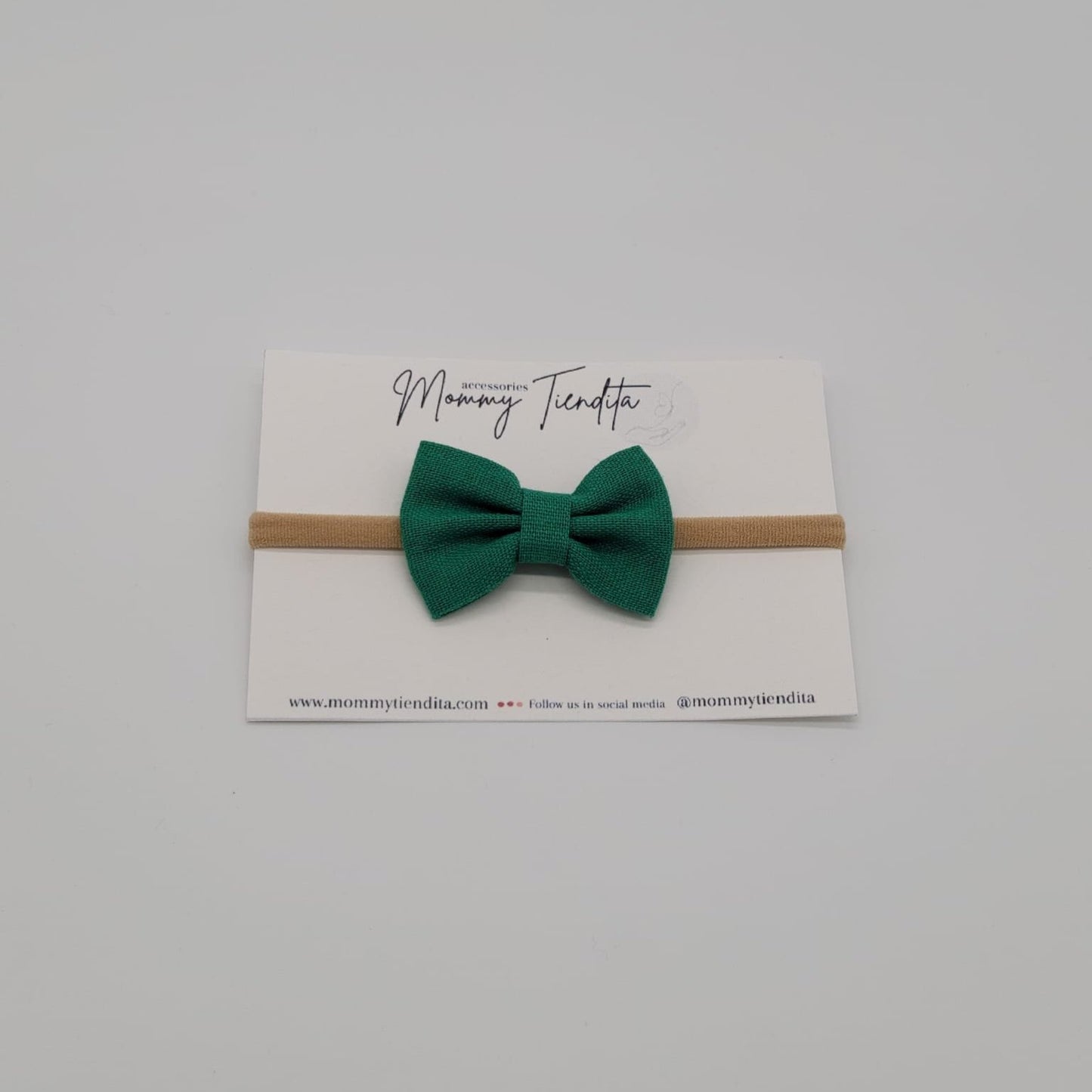 Nylon headband small bow green