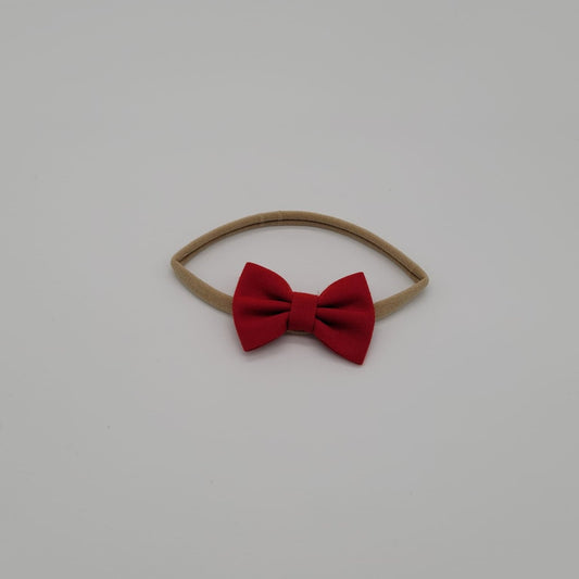 Nylon headband small bow red