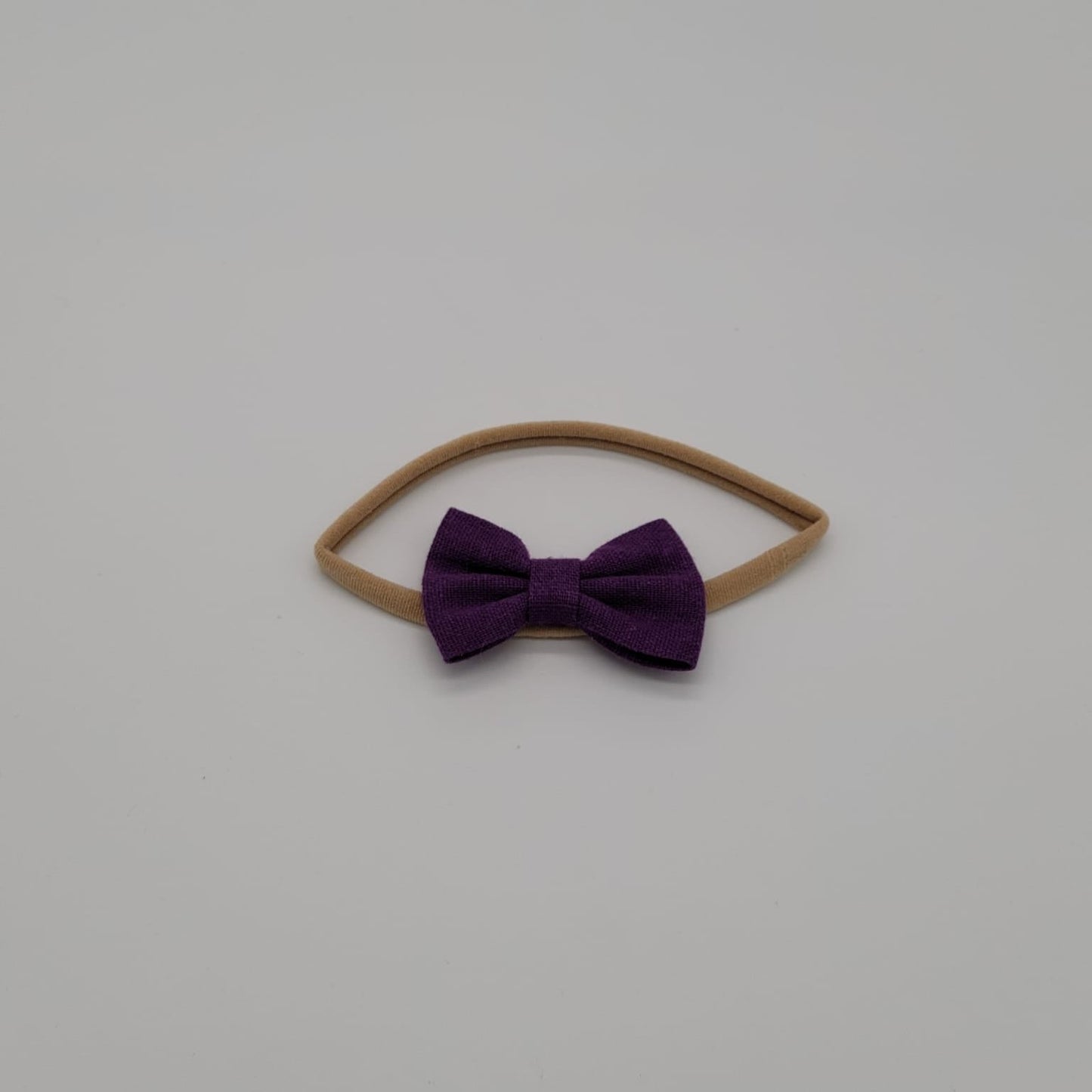 Nylon headband small bow purple