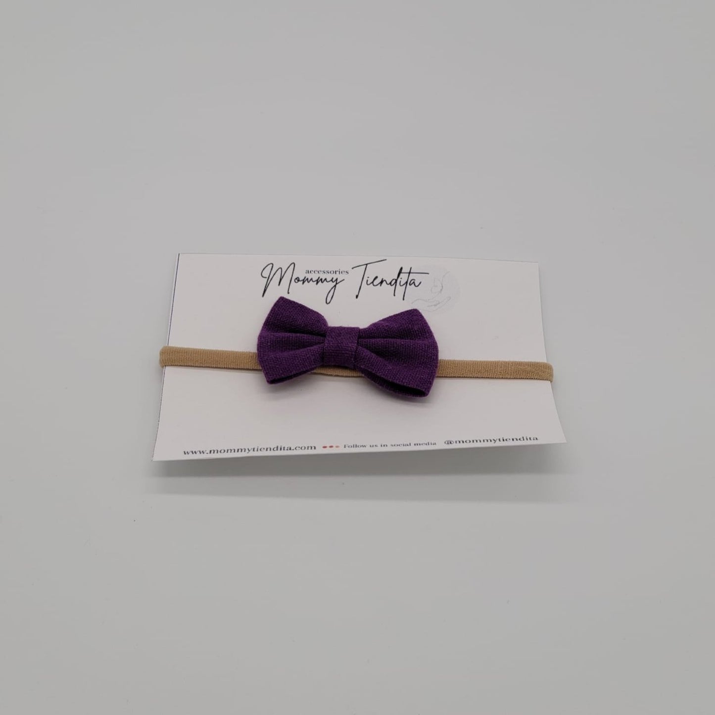 Nylon headband small bow purple