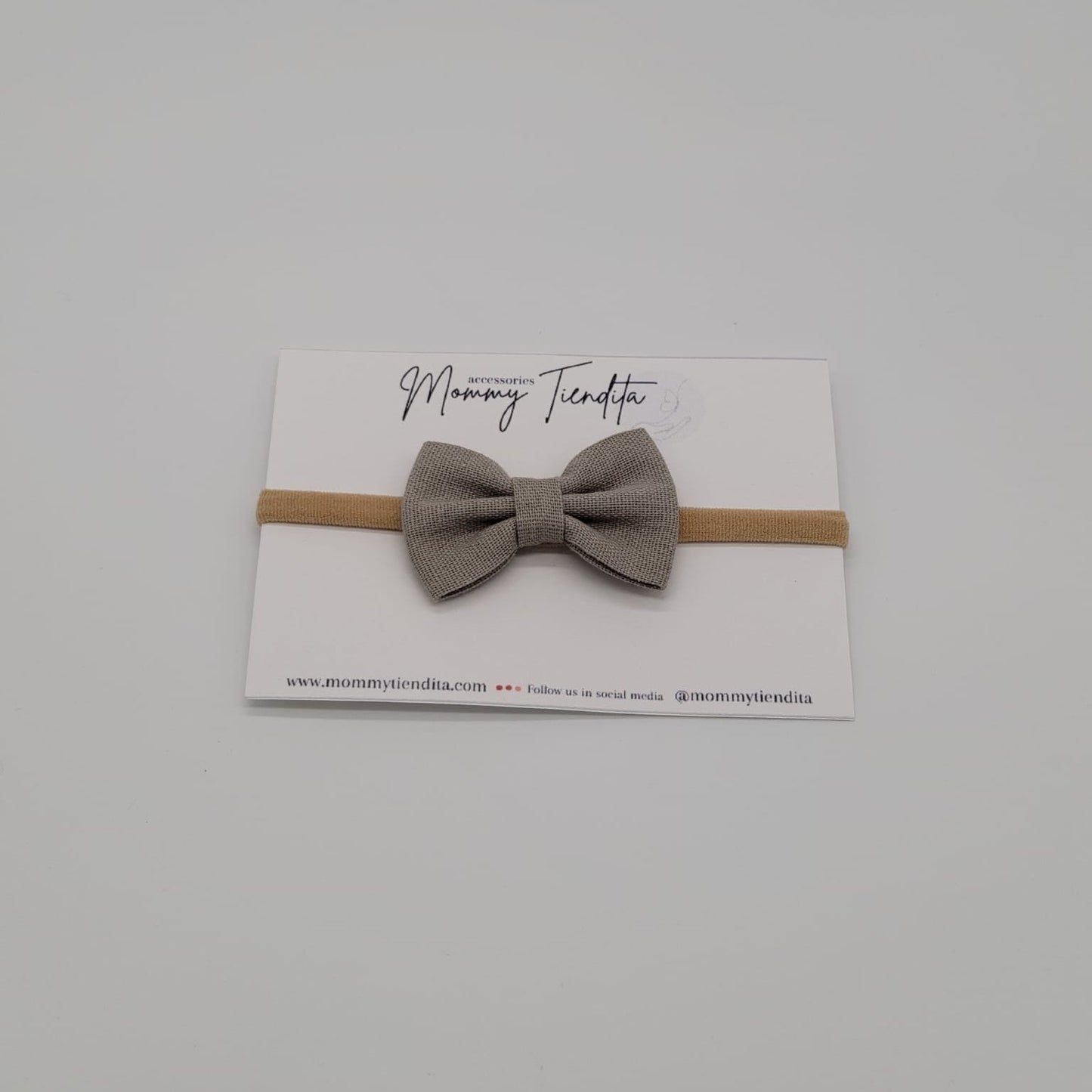 Nylon headband small bow gray