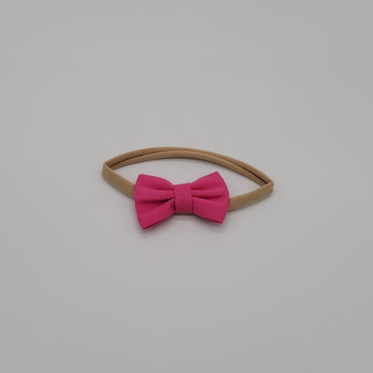 Nylon headband small bow light fucsia