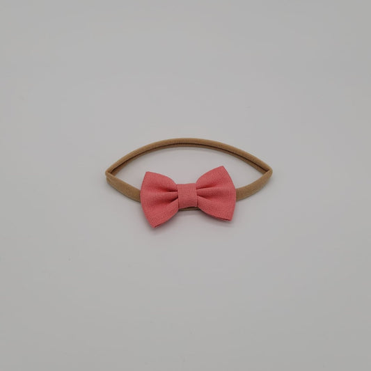 Nylon headband small bow coral