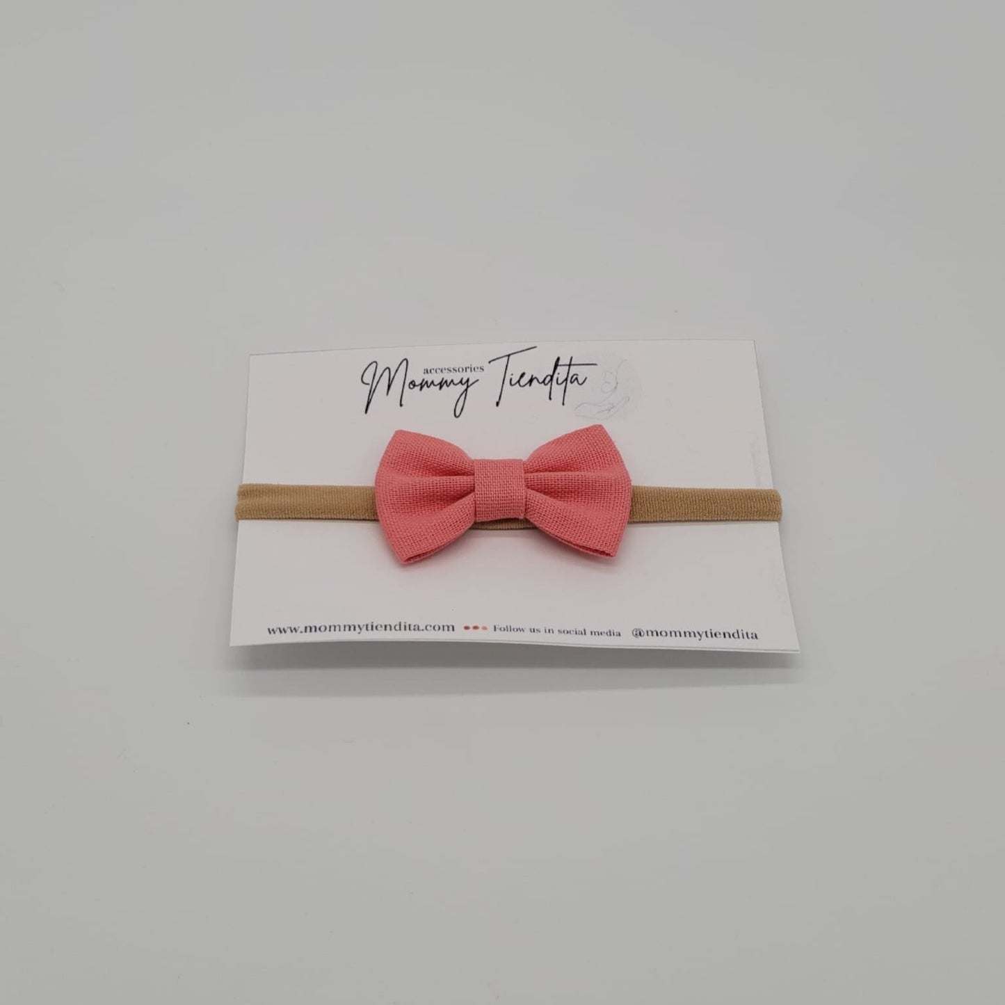 Nylon headband small bow coral