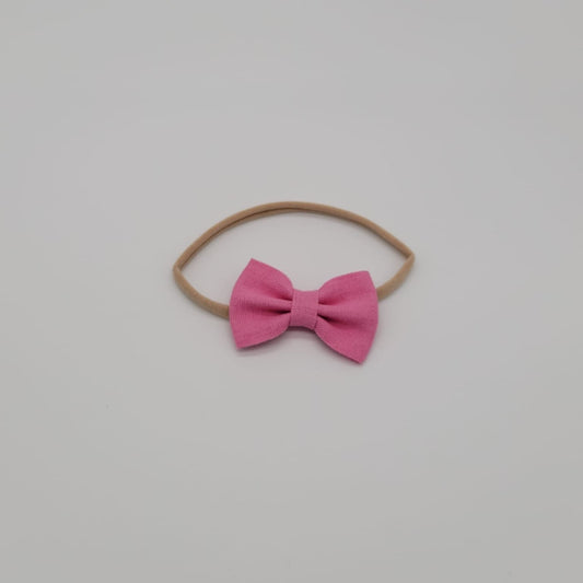 Nylon headband small bow dark rosa