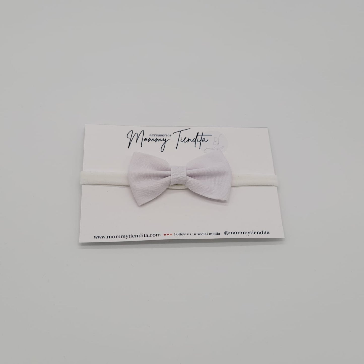 Nylon headband small bow white