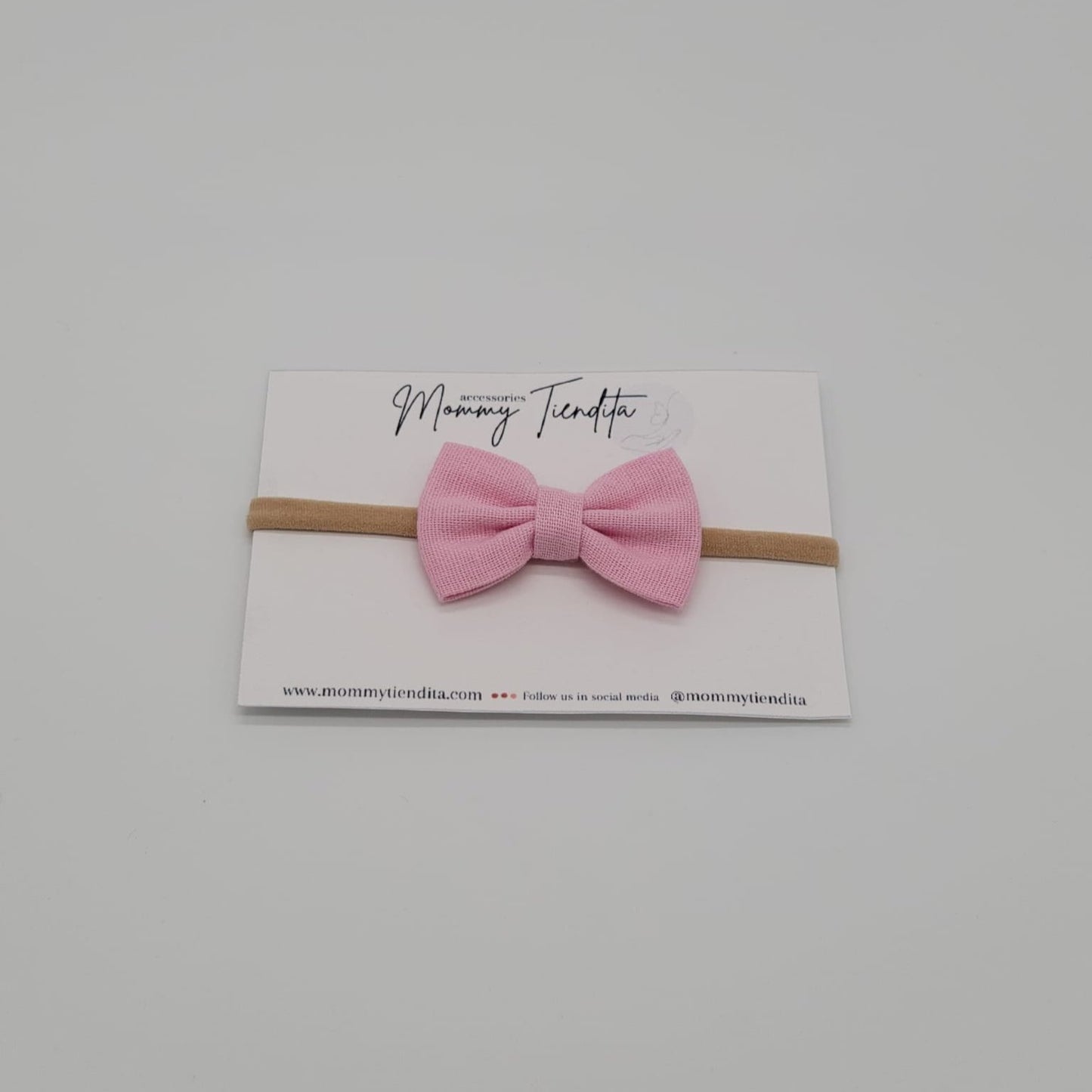 Nylon headband small bow sweet pink