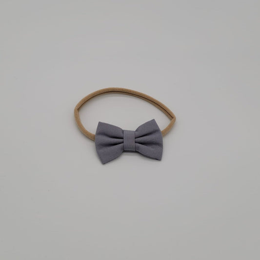 Nylon headband small bow blue gray