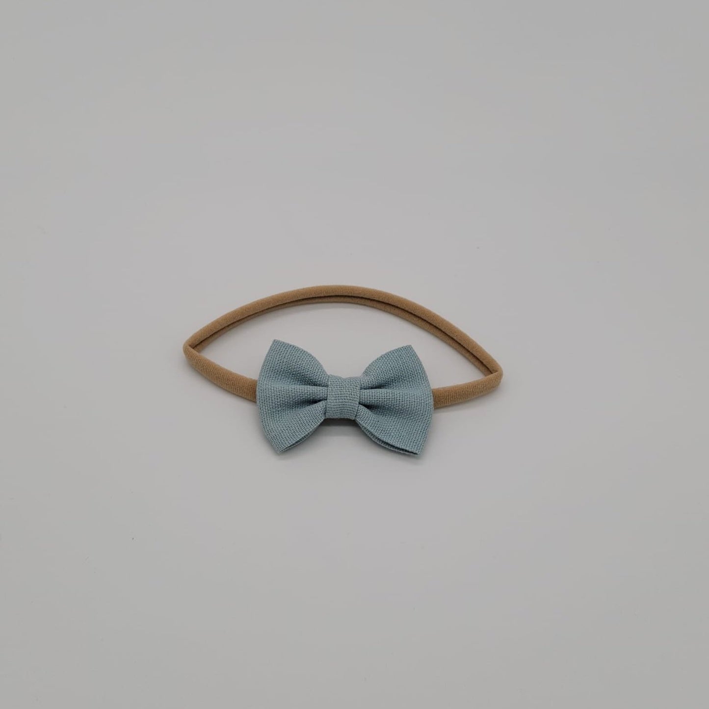 Nylon headband small bow light blue