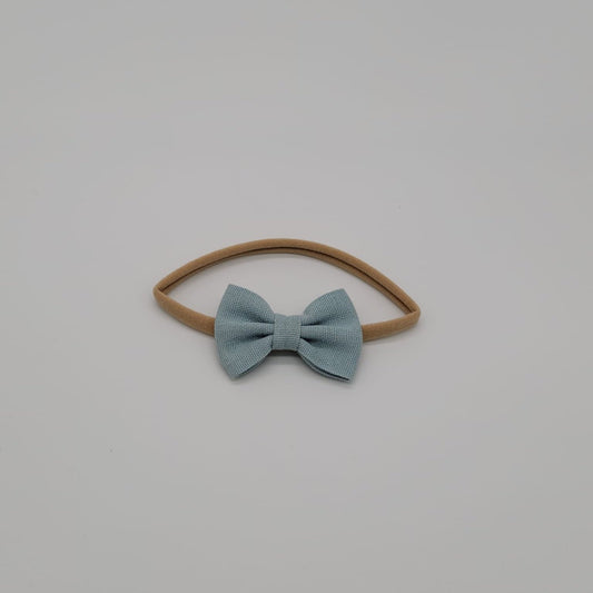 Nylon headband small bow light blue