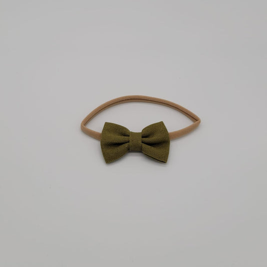 Nylon headband small bow Olive