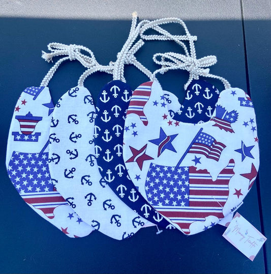 Reversible Baby boy bib - Patriotic/Navy